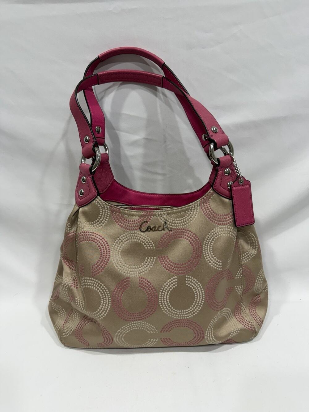 Coach Op Art Dotted Ashley Shoulder Bag Pink Y2K Coquette Quiet Luxury